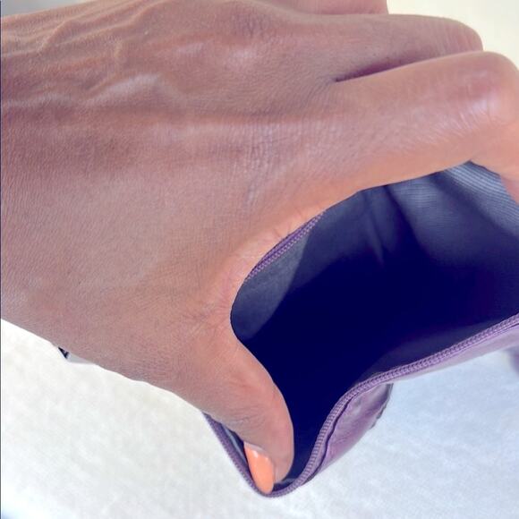 Hobo Vintage Lauren Clutch-Leather Wallet Purple Crocodile-Embossed - Picture 5 of 15